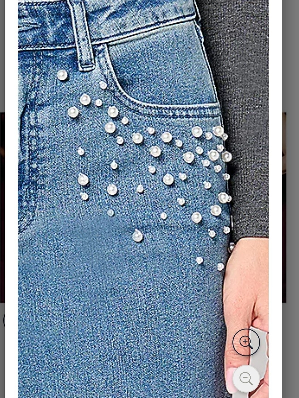 Me by Jennie Garth Women's Light Blue Denim Jeans with Pearl Stud Detailing